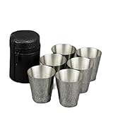 MdybF Edelstahlbecher Edelstahlbecher -Tassen Sets Mehrzweck -Weinbier -Whisky -Tassen Mit Tragbarer Beutel Für Trinkdarstellungen Im Freien-30 Ml 6Pcs-Keine Schwarze Tasche