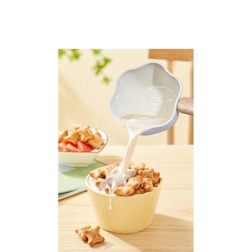 Tidevib Per mini lattiera con manico in legno, stufe elettriche a gas con rivestimento in pietra antiaderente a induzione, in alluminio leggero 23 x 6 cm, piccole porzioni in alluminio leggero