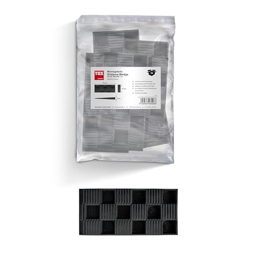TOX cunei di montaggio Distance Wedge in plastica (PP), nero, versatile, allineamento antiscivolo, resistente agli agenti atmosferici, 90x45x15 mm, 1 sacchetto, 10 pz, 0656001151
