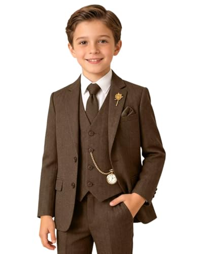 Retro Herringbone Tweed Suits for Boy 3 Pieces Prom Kid