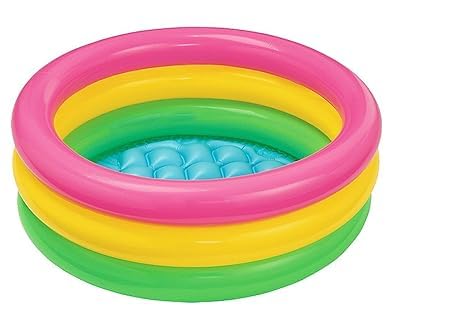 DIPDEY Baby Pool Bath Water Tub for Kids Soft Inflatable Kid's, 2ft 1-2-3 Years 2 Feet Kid’s Swimming Tub, Sunset for Round Stripped Children Bathtub Swim Tubs Outdoor & Indoor Bathing Multi-Colour-picture-26