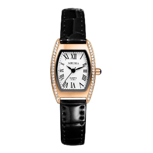 Montre à quartz rectangulaire style rétro avec chiffres romains