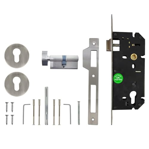 Image of Volo Mortise Door Lock Set with Brass Cylinder and 10 inch Lock Body for Home /Hotels /Office in Satin Finish (Satin Silver) Model No. 2089 (HOR) (Bathroom Door Mortise Lock)