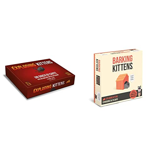 Asmodee - Exploding Kittens, Gioco di Carte, Party Game, Edizione in Italiano, 8615 & Barking Kittens, Espansione Gioco di Carte Exploding Kittens, Edizione in Italiano, 8620