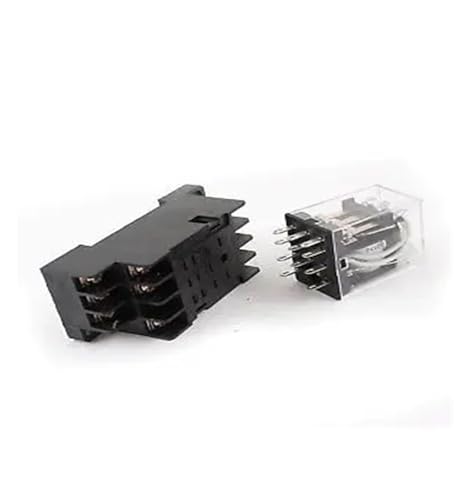 Relé de potencia 24V 3PDT de 11 pines con base de zócalo e indicador LED verde 3