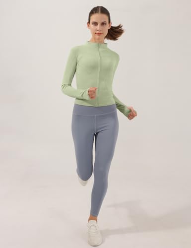 Image of Locachy Women's Lightweight Stretchy Workout Full Zip Running Track Jacket with Thumb Holes