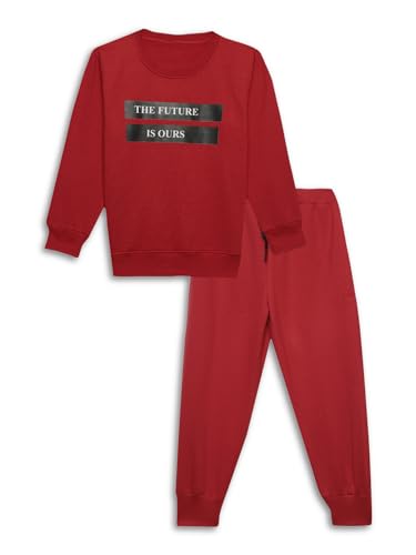 Image of Mack Jonney Printed Round Neck Cotton Fleece Tracksuit Co-Ord Set for Kids-MACK38380
