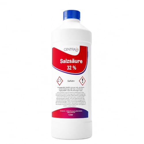 Centra24 Salzsäure 32% 1 Liter Chlorwasserstoffsäure Reinigung Allzweckreiniger Labor Experiment HCl