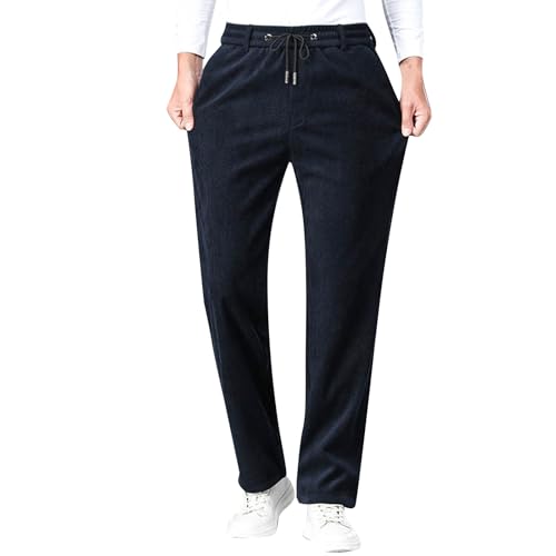 Generisch Pantalones de invierno para hombre cálidos: pantalones deportivos de pierna recta, pantalones de chándal forrados, sudaderas de gran tamaño con cordón, pantalones de entrenamiento de color