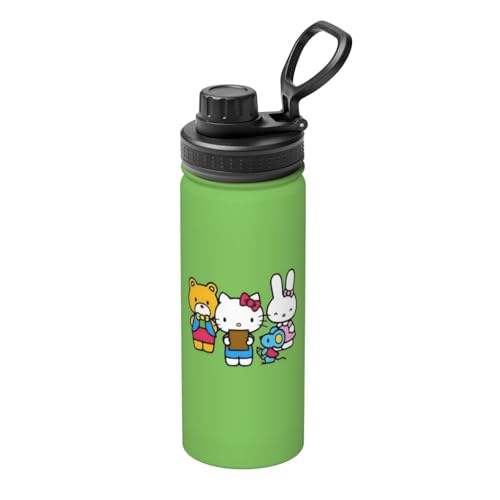 水筒 ハローキティ かわいい アニメ スポーツボトル 保温 保冷 ステンレス製 魔法瓶 直飲み キャリーハンドル付き 大容量 軽量 山登り 運動 旅行 人気 漫画 ファッション ギフト