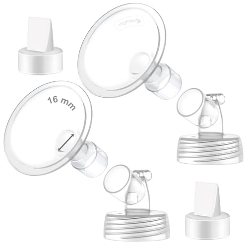 Image of 2X 16 mm Maymom Two-Piece Wide Neck Pump Parts Compatible with Spectra S1,Spectra S2 Pumps and 2 Valves; Incl Wide Mouth Flanges; Not Original Spectra Flange; (16mm Flange with Valve)