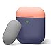 elago AirPods Duo Case [Body-Jean Indigo/Top-Peach, Medium Grey] - [Compatible with Apple AirPods 1 & 2; Front LED Not Visible][Supports Wireless Charging] for Apple AirPods 1 & 2