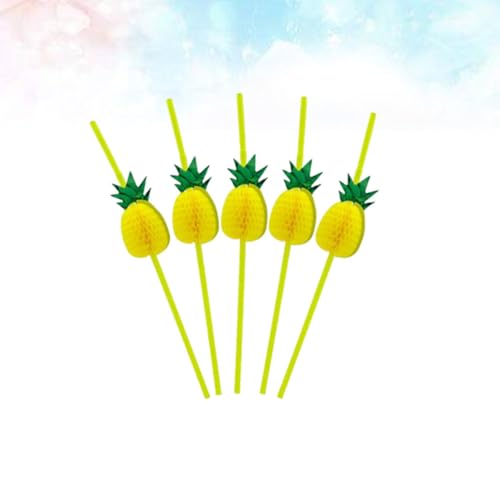 Pitillos plásticos desechables con forma de piña amarillo miniatura 7