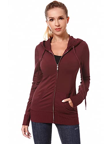 AmélieBoutik Women Cotton Blend Hoodie Zip Up Kangaroo Pocket Long Sleeve Jacket2