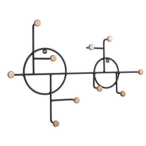 Rumcent Perchero de Pared de Metal para Colgar Abrigos, Color Negro, para Dormitorio, baño, Sala de Estar y Entrada