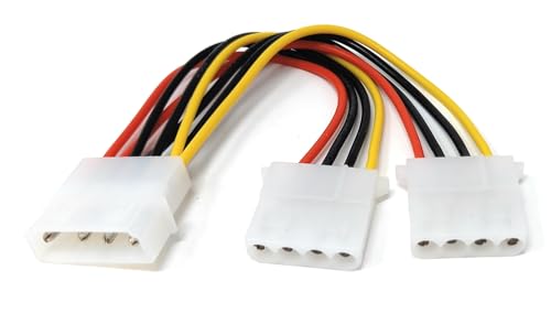 DRUT 15cm Molex 4 Pin Power Supply Y Splitter Cable 1 Male to 2 Female Compatible with drives that use IDE/EIDE/ATA/PATA/Molex Type Plugs (1)