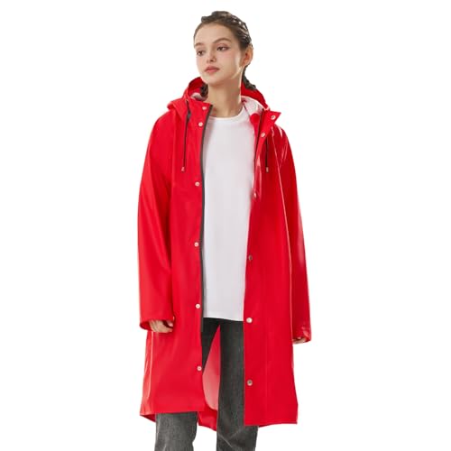 Raincoat for Women Waterproof Rain Jackets with Hooded Hiking Coat Outdoor Lightweight Windbreaker Hood Trench Coat