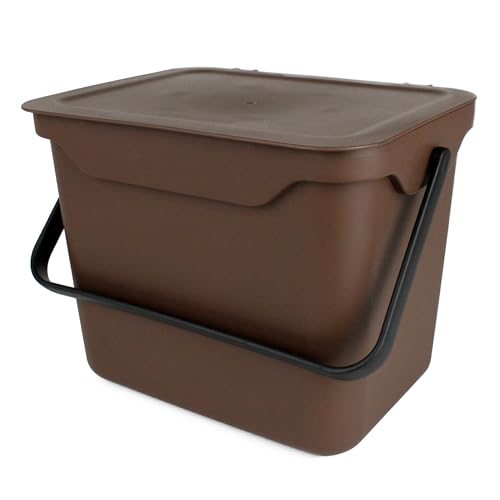Easy Eco Brown 5L Kitchen Compost Caddy/Food Recycling Waste Bin