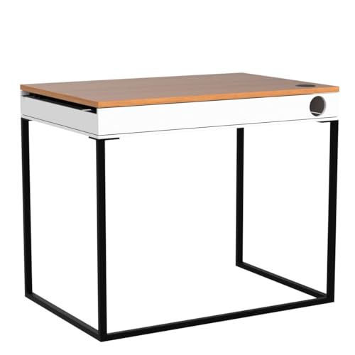 Image of INVISIBLE BED - Hydraulic Height Adjustable Table (3x2 ft): Study Table /Laptop Table /Office Table /Dining Table (Material: MDF Top with Metal Frame, Color: Dessert Walnut)