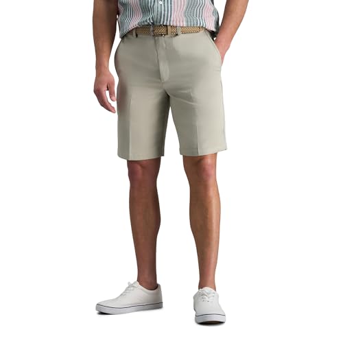 Haggar Mens Cool 18 Gabardine Plain Front Short String 34