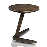 GENESIS WOODESIGN C-Shaped Handmade End Table, Side Table for Couches, Sofa Tables Slide Under Couch for Living Room, Over Couch TV Tray Table for Small Spaces (Large, Dark Walnut)