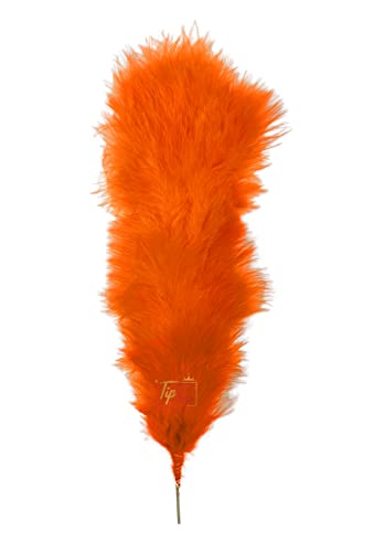 Image of Fluffy Natural Dyed Feather Kalgi Kalangi Stick for Craft (7-8 Inch) (Saffron, Pack of 5 Pcs)