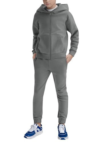 Image of Haloumoning Boys Sweatsuits Kids Active Zip Hoodie Sweatershirt and Jogger Sweatpants 5-14 Years