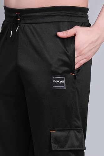 Image of Lycra Blend Cargo Track Pant for Men | Multi Pocket Lycra Stretch Fabric | Comfortable Stylish Joggers for Running Sports Casual Wear | Boys Gym Lower Activewear