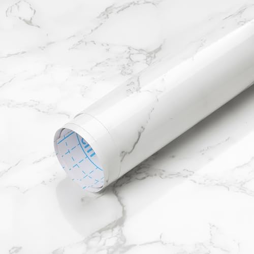 CiCiwind Marble Contact Paper for Countertops Glossy Granite Wall Paper Peel and Stick Waterproof Removable Self Adhesive Kitchen Wallpaper Decoral Kitchen Backsplash Cabinets Washroom 15.7