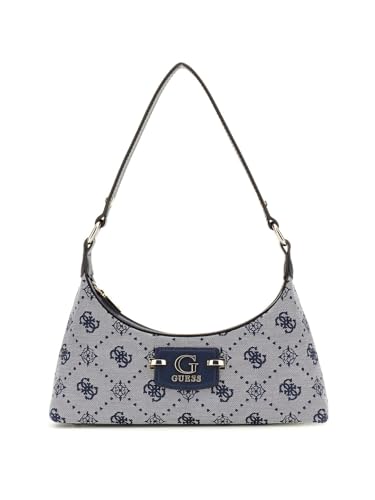 GUESS Bolsa de ombro Neda com zíper superior, logotipo azul-marinho, Logotipo azul-marinho, One Size