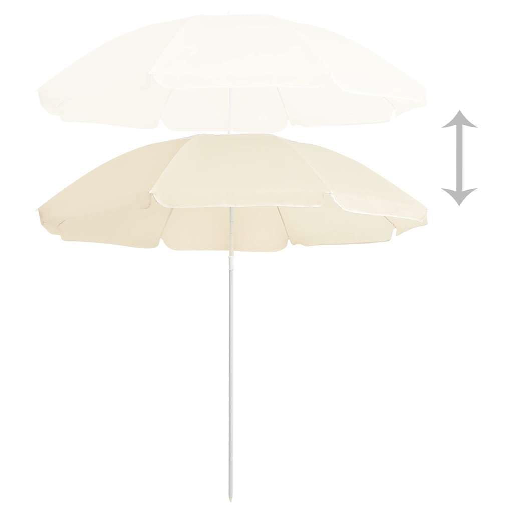 Parasol przeciwsłoneczny ze stalowym masztem, kolor piaskowy, 180 cm, poliester, ochrona przed słońcem, z regulacją wysokości i funkcją przechylania, do ogrodu, na balkon, taras