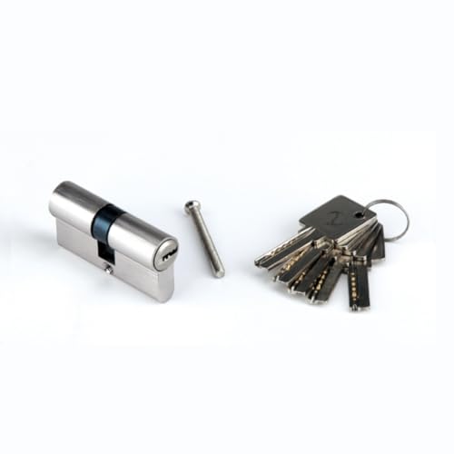 TiendaManilla Bombín de Seguridad 35x35 Niquelado para Puerta, Cilindro de Latón con Llave de Puntos, Sistema Antibumping y Antiganzúa, Incluye 5 Llaves de Doble Entrada para Hogar y Oficina.