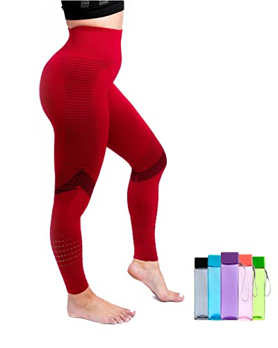 Legging de sport taille haute femme Thembros M et sa gourde rouge et verte
