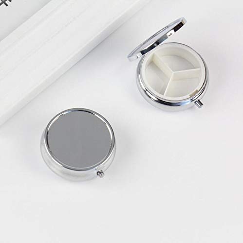 Metal Pill Box Blank Box Diameter 5cm DIY Medicine Organizer Container Silver LX2669