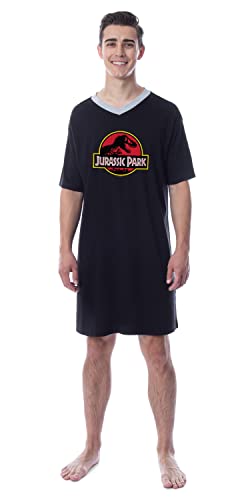 INTIMO Jurassic Park Mens' Dinosaur Film Logo Sleep Pajama Dress Shirt
