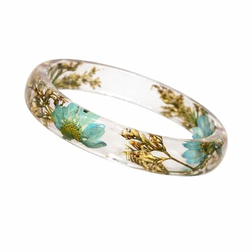 Bracelet, Clear Resin Bangle Bracelet with Real...