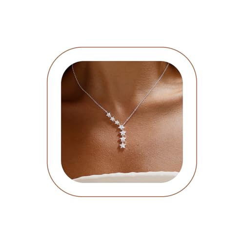 VIROMY Colliers Femme en Argent pour,Collier à Pendentif Étoile Plaqué Argent 14k Chaîne En...