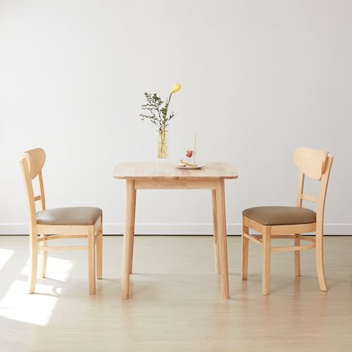Image of Livinia Aslan 29.5 inch Malaysian Oak Square Wooden Dining Table /Small Solid Wood Kitchen Desk (Natural Oak)