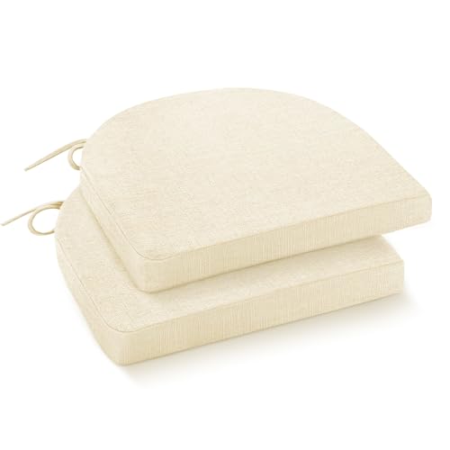 Image of IPYNBAP Chair Cushions for Dining Chairs, Kitchen Chair Cushions, 16'' x 16'' x 2'', Non Slip Indoor Seat Cushions, Chair Pads for Dining Chairs with Ties & Removable Cover, Set of 2, Beige