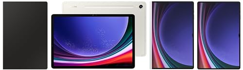Image of Samsung Tab S9 Ultra, RAM 12 GB, ROM 512 GB Expandable, Wi-Fi + 5G Tablet, Beige with S9 Ultra Screen Protector, Transparent & S9 Ultra Notepaper Screen, White & S9 Ultra Book Cover Keyboard, Black