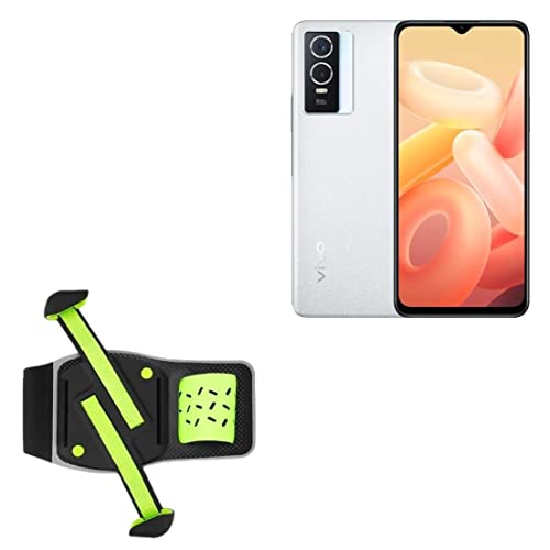 BoxWave Holster Compatible with vivo Y76 5G - FlexSport Armband, Adjustable Armband for Workout and Running - Stark Green