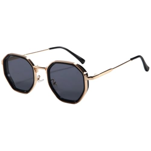 Lunettes ovales vintage UV400 pour femme protégeant de l'éblouissement avec style punk métal