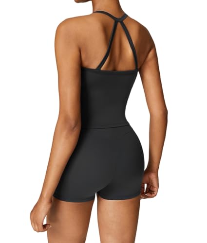 Ensemble d'entraînement 2 pièces avec débardeur et short taille haute de yoga