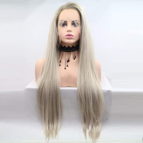 Perruque blonde ombrée dentelle frontale nouée main qualité supérieure - 4