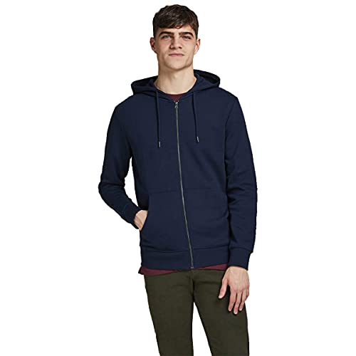 JACK & JONES Herren Basic Reißverschluss Baumwoll Hoodie - Marine Blazer - M