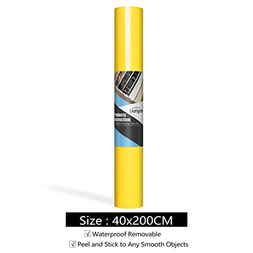 Livelynine Zelfklevende folie, geel, zelfklevend behang, meubelfolie, hoogglans folie voor meubels, kasten, kinderkamer… - Image 7