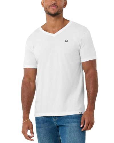INTO THE AM V Neck T Shirts Men Fitted Casual Soft Sleep Vneck Tshirt Shirts for Men (White, Small)