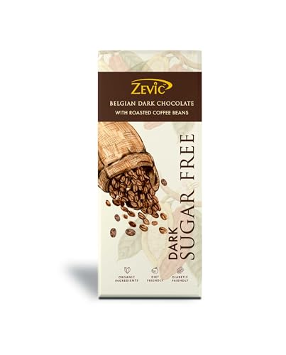 Image of ZEVIC Sugar Free Dark Chocolates Pack | Organic Belgian Chocolates Bar Combo | Vegan & Healthy Diet Friendly Chocolates | Belgian Roasted Almond, Coffee Beans, Jaggery, Classic & Fruit and Nuts Chocolates Combo Pack, 40g Each - (Pack of 5)
