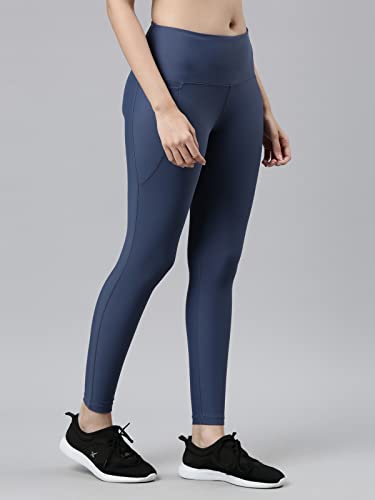 Image of GO COLORS Solid Nylon Stretch Ankle Length Training Tights | High Rise, Side Pockets