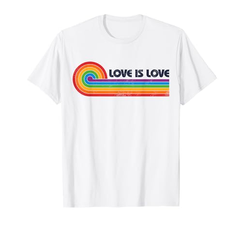 LGBTQ Love Is Love Gay Pride LGBT Ally Rainbow Flag Vintage T-Shirt